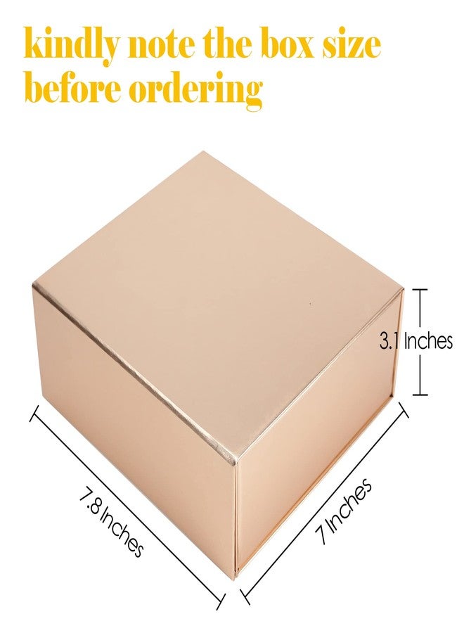 HUIHUANG Rose Gold Luxury Gift Boxes with Lids Bridesmaid Proposal Box Collapsible 7.8 x 7 x 3.1 In Magnetic Closure Collapsible Gift Boxes for Presents with Card,Ribbon,Shredded Paper Filler-1 Pack - Image 2